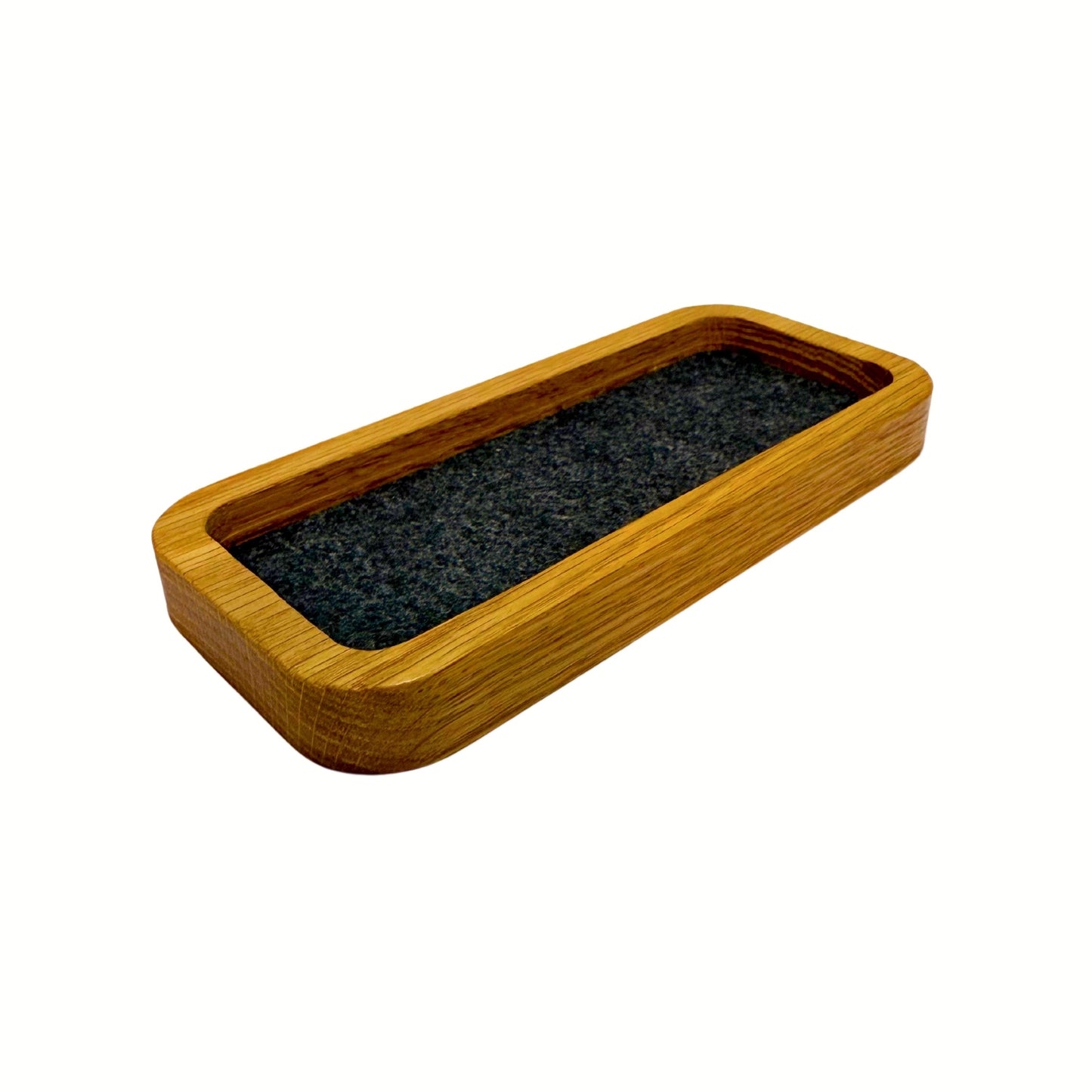 Tech Fusion Products Catch All Desk Tray 19cm x 8.5cm x 2cm, Solid White Oak, Thin Felt Lining