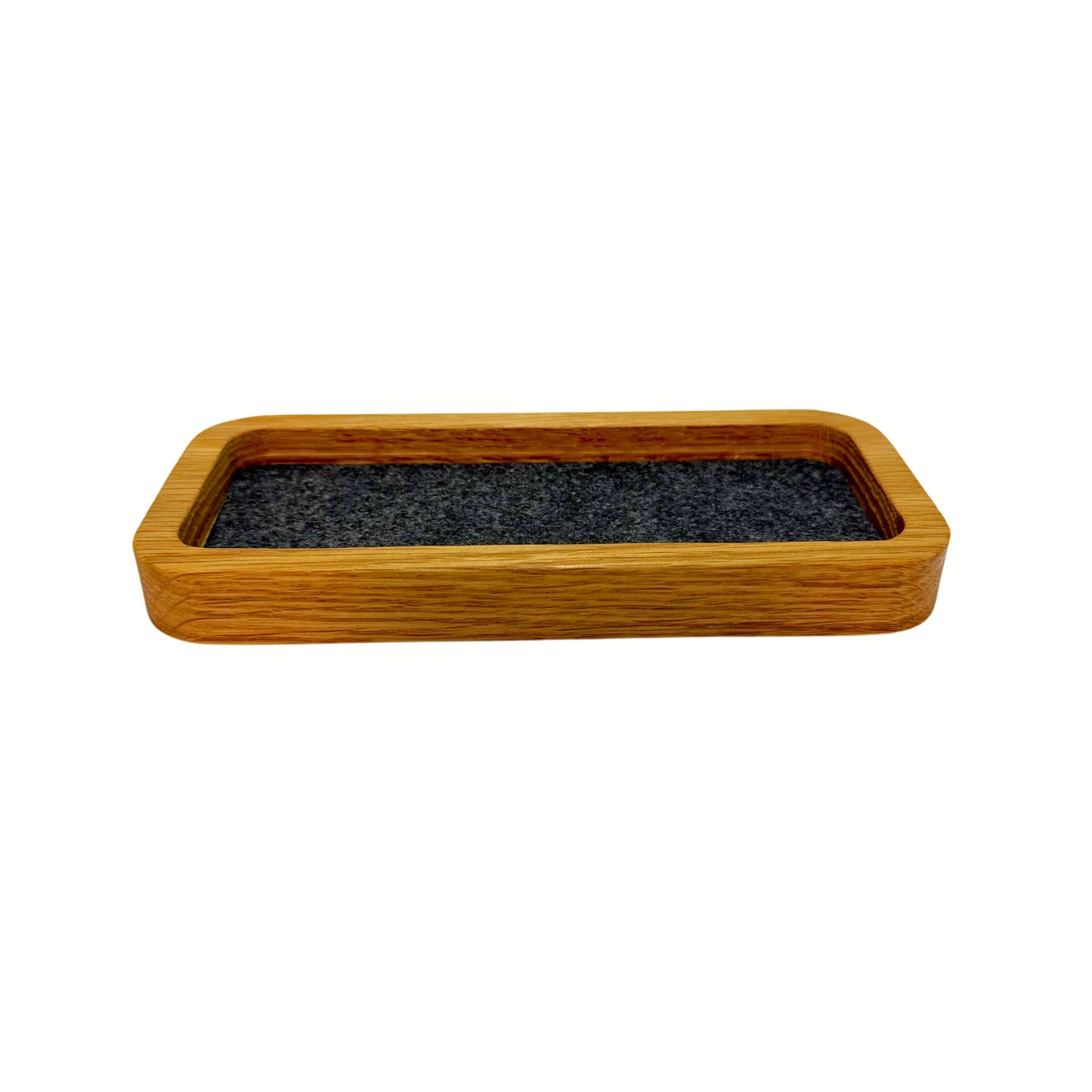 Tech Fusion Products Catch All Desk Tray 19cm x 8.5cm x 2cm, Solid White Oak, Thin Felt Lining