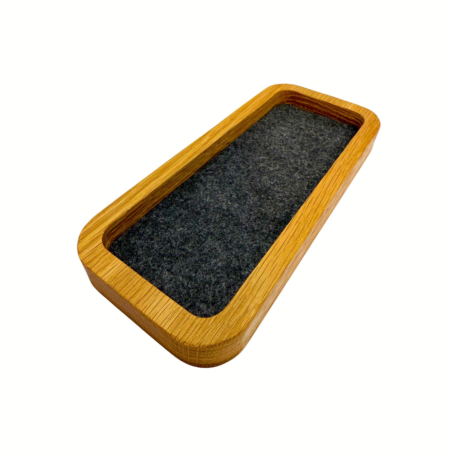 Tech Fusion Products Catch All Desk Tray 19cm x 8.5cm x 2cm, Solid White Oak, Thin Felt Lining