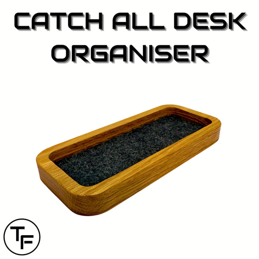 Tech Fusion Products Catch All Desk Tray 19cm x 8.5cm x 2cm, Solid White Oak, Thin Felt Lining